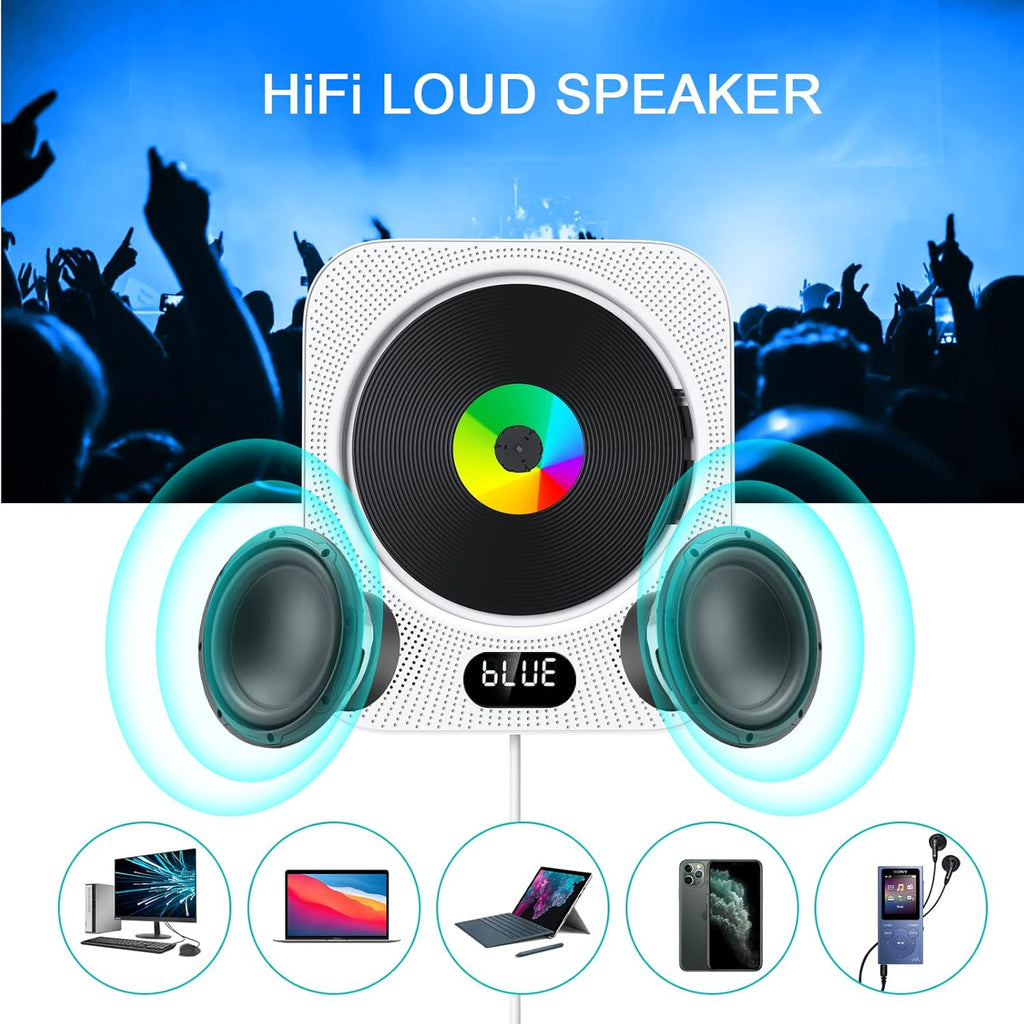 Portable CD Player with Bluetooth Speakers Remote Control FM Radio X844983