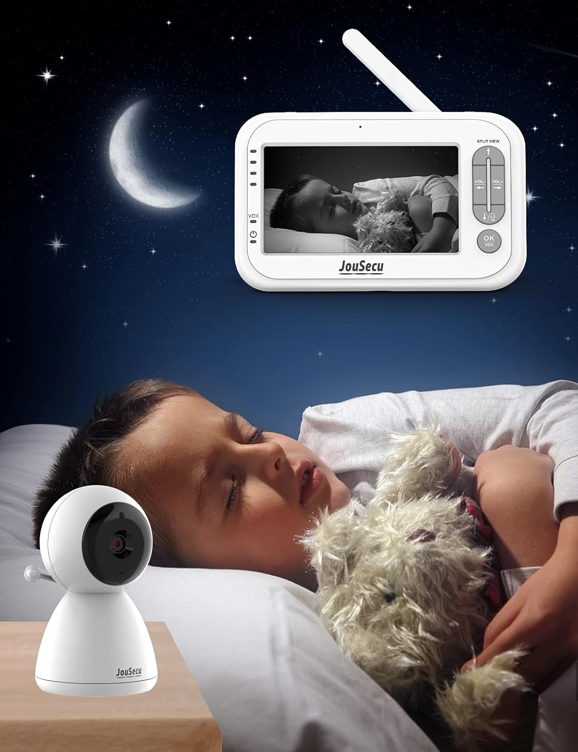 Baby Monitor with 2 Camera and Audio 4.3 Inches LCD Split Screen L6637