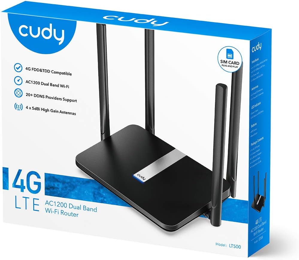 AC1200 Dual Band Unlocked 4G LTE Modem Router with SIM Card Slot W7703