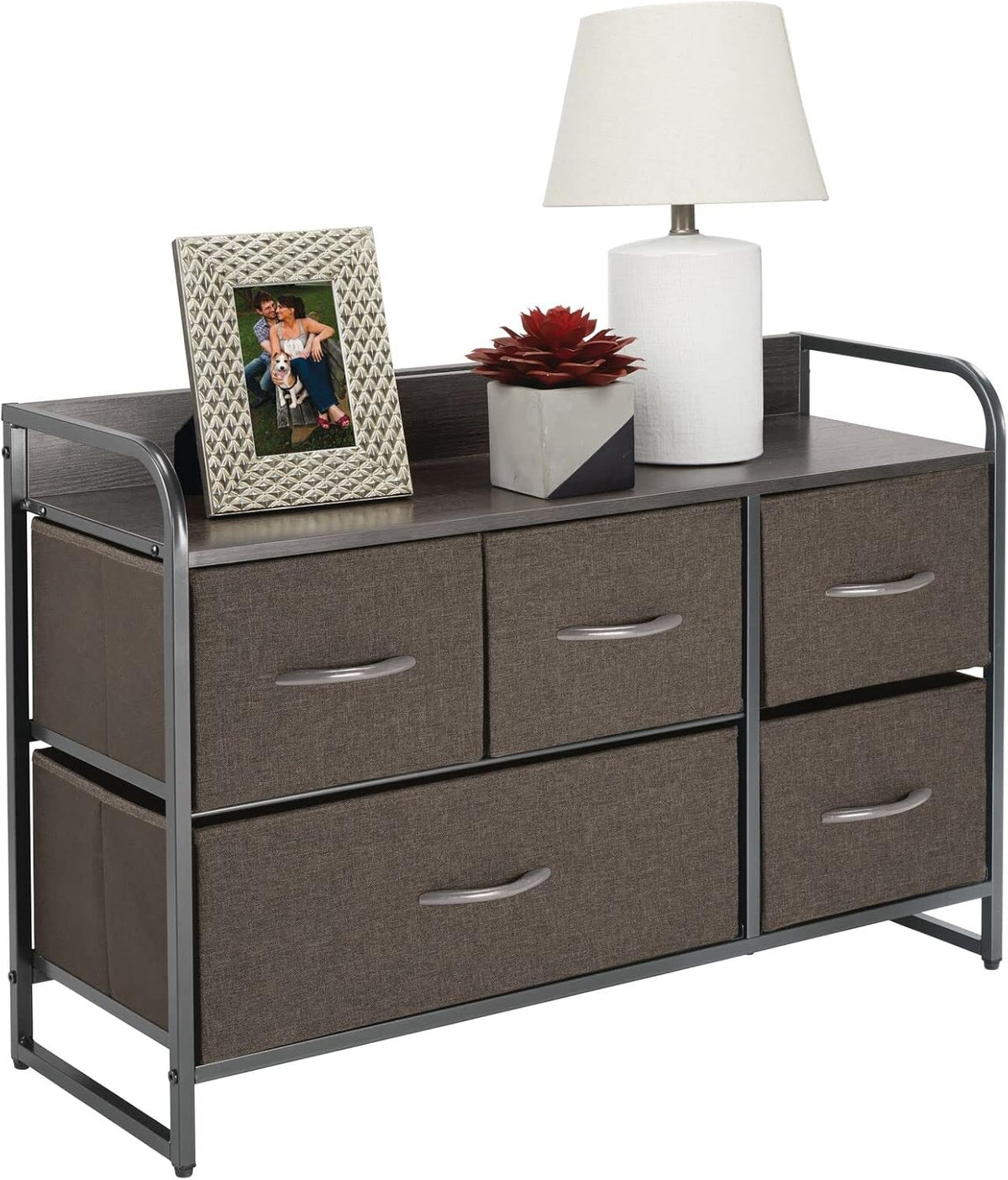 Horizontal Storage Dresser Unit with 5 Removable Fabric Drawers P324