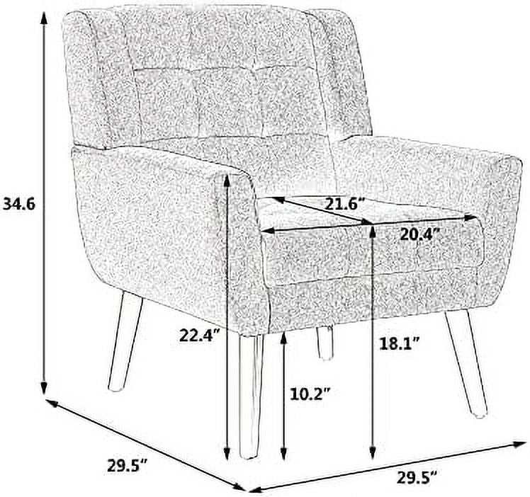 Velvet Tufted Wingback Armchair with Solid Wood Legs N34031