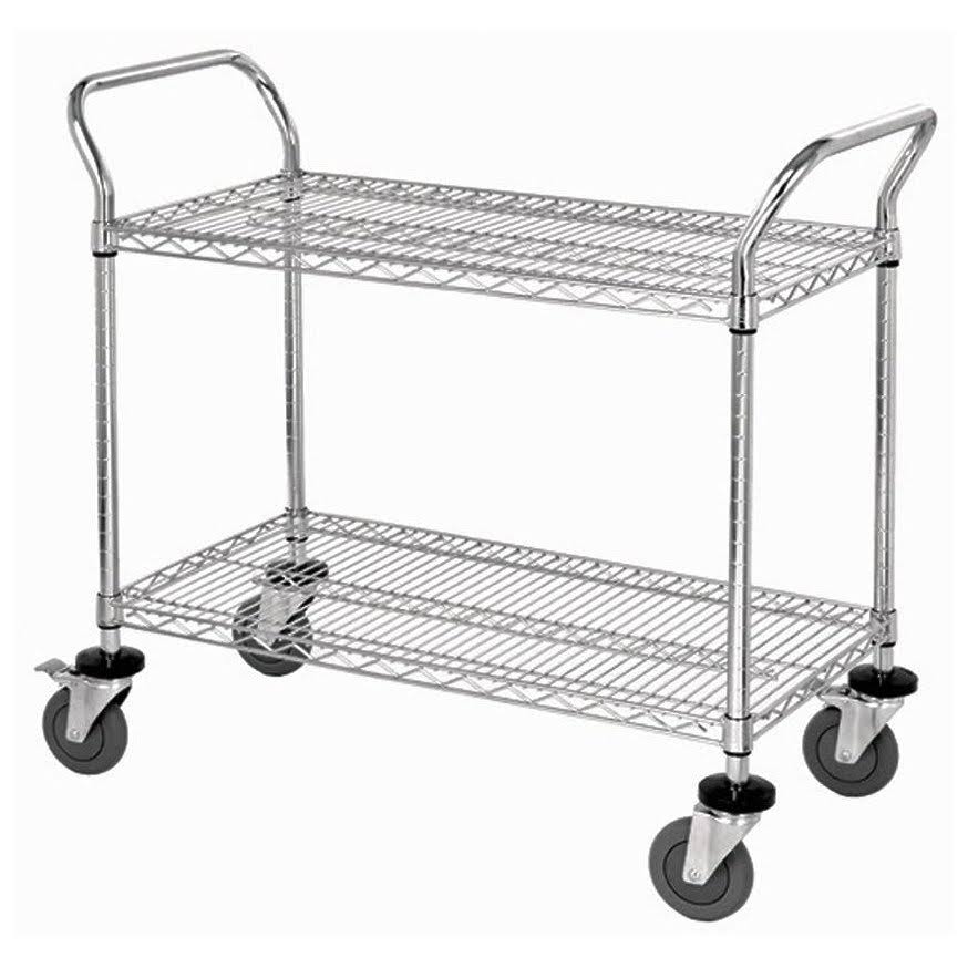 Chrome Wire Shelf Mobile Utility Cart T1246