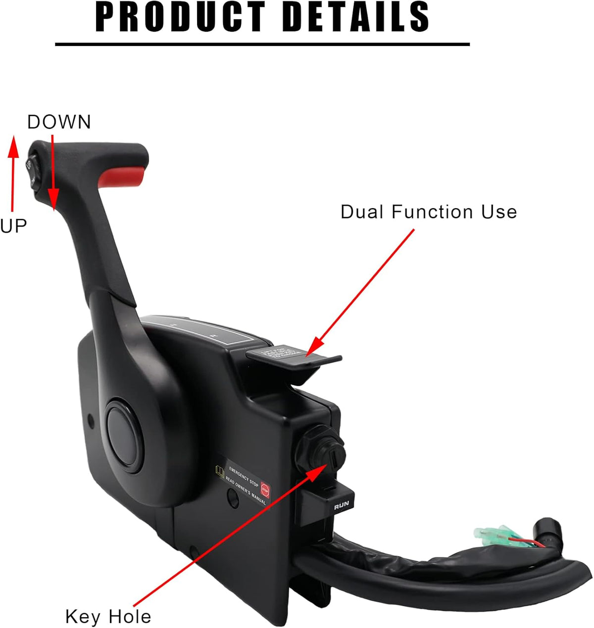 Outboard Remote Control Box with Side Mount, 8Pin Cable, Emergency Lanyard Y27100