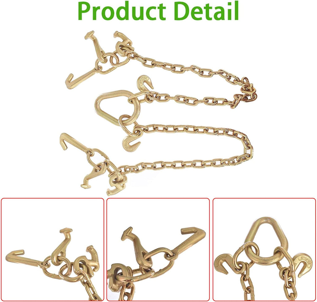 36,4700 LBS Chain V Bridle with RJT Hook Tow Truck Winch Cable Pull Wrecker Recovery Grab Pack of 2 L47215