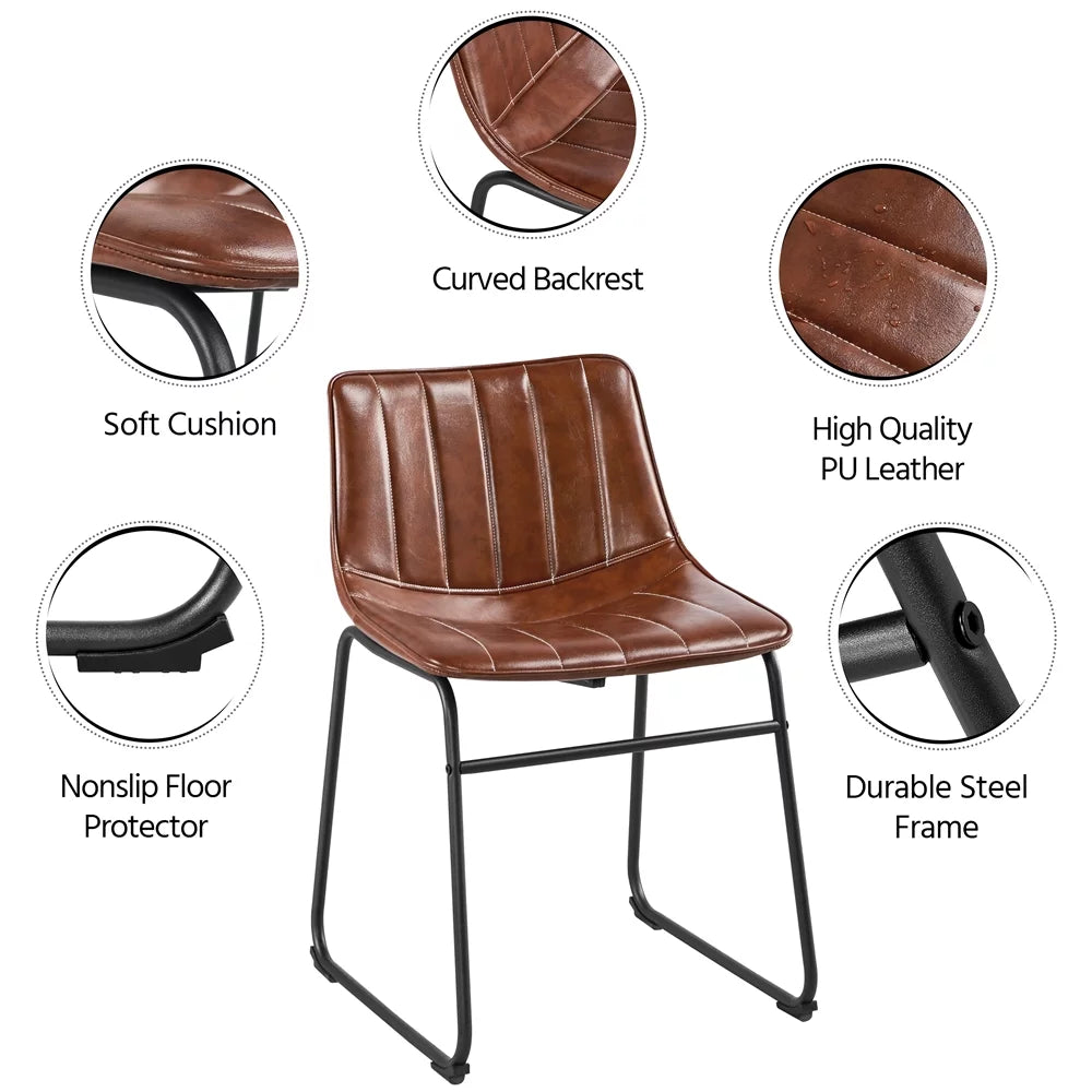 Brown Faux Leather Dining Chairs C8502