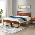 Full Size Mahogany Metal Platform Bed H7063