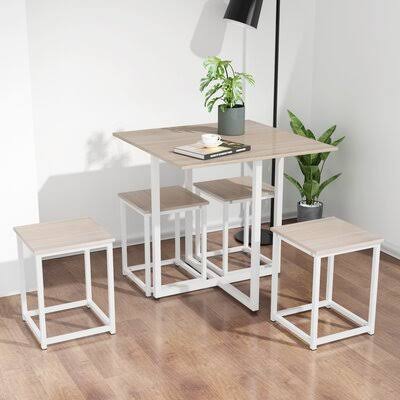 5 Piece Dining Set Table Base White Chair Oak White D61224