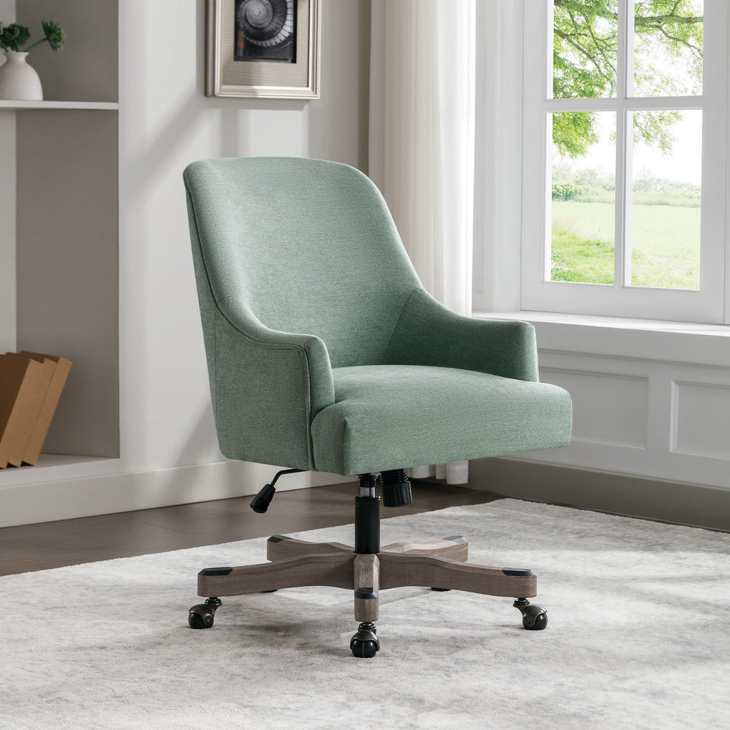 Mint Fabric Office Chair with Wood Base S212