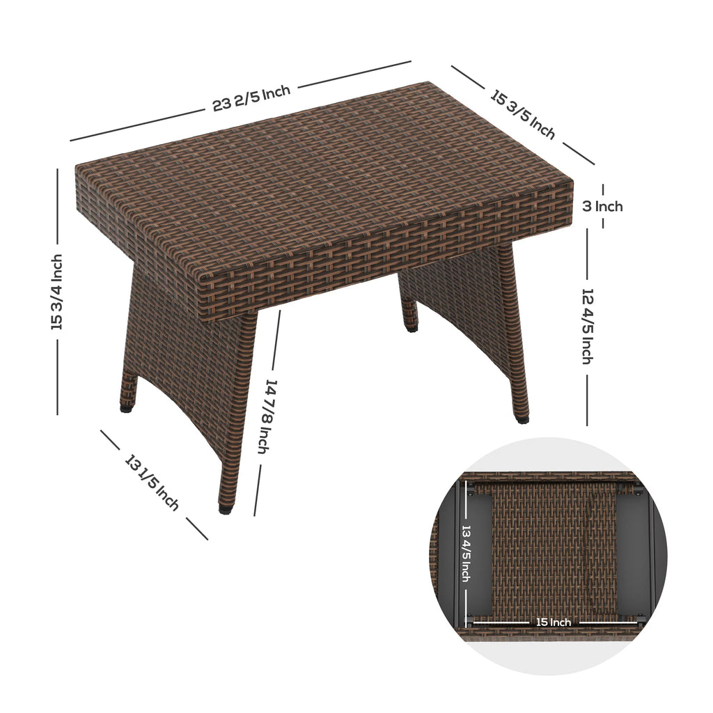 Gray All Weather PE Rattan Wicker Outdoor Folding Side Table Y609