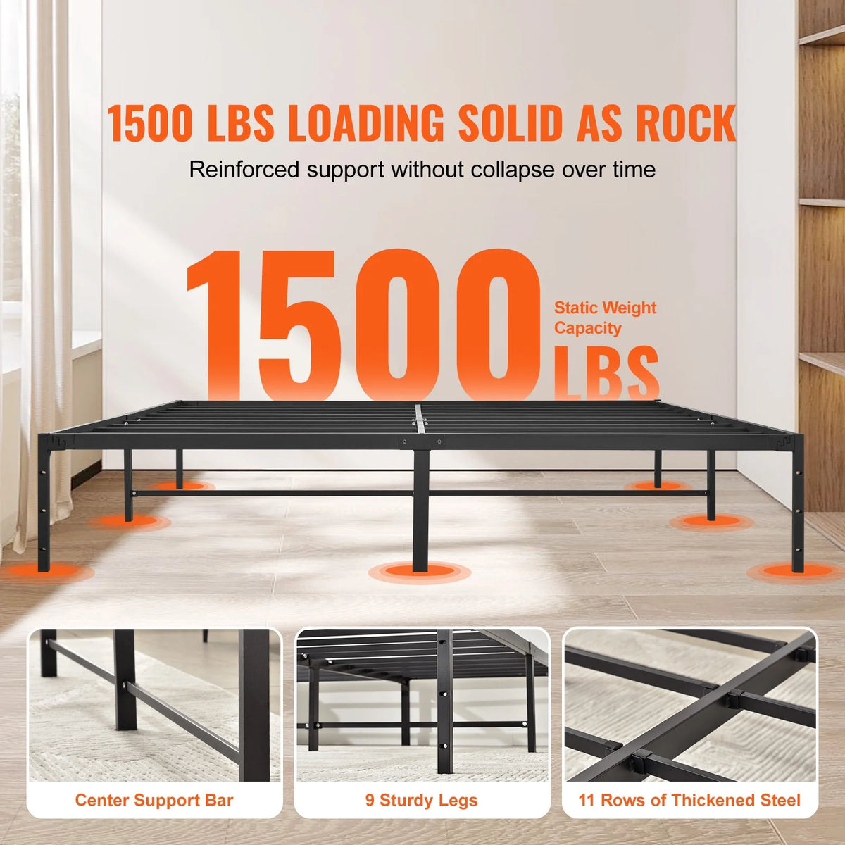 King Size 14 inch Metal Bed Frame M274
