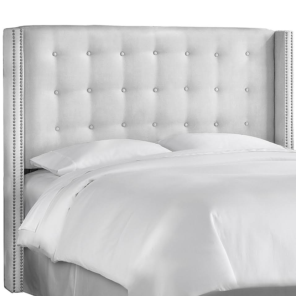 Premier White Nail Button Tufted Wingback Headboard R1774