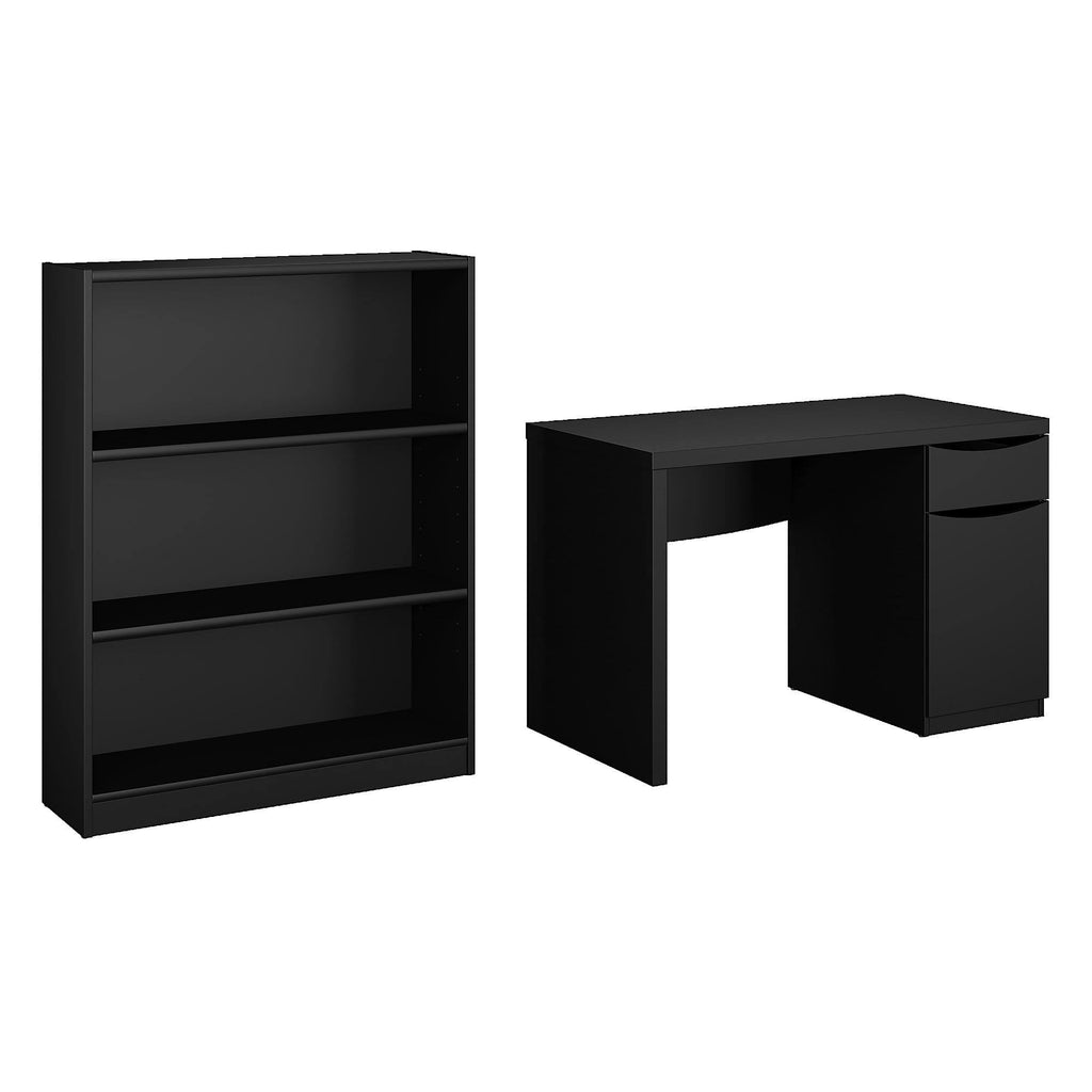 Classic Black Computer Desk and Bookcase Set P98831