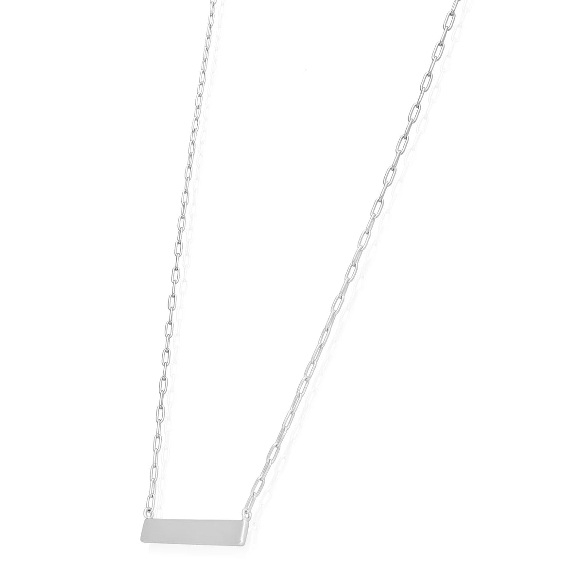 Gold Over Silver Paperclip Bar Pendant Necklace 16"-18" V659