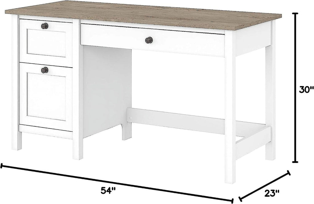 Computer Desk with Drawers and Storage, 54W, Gray/White N797