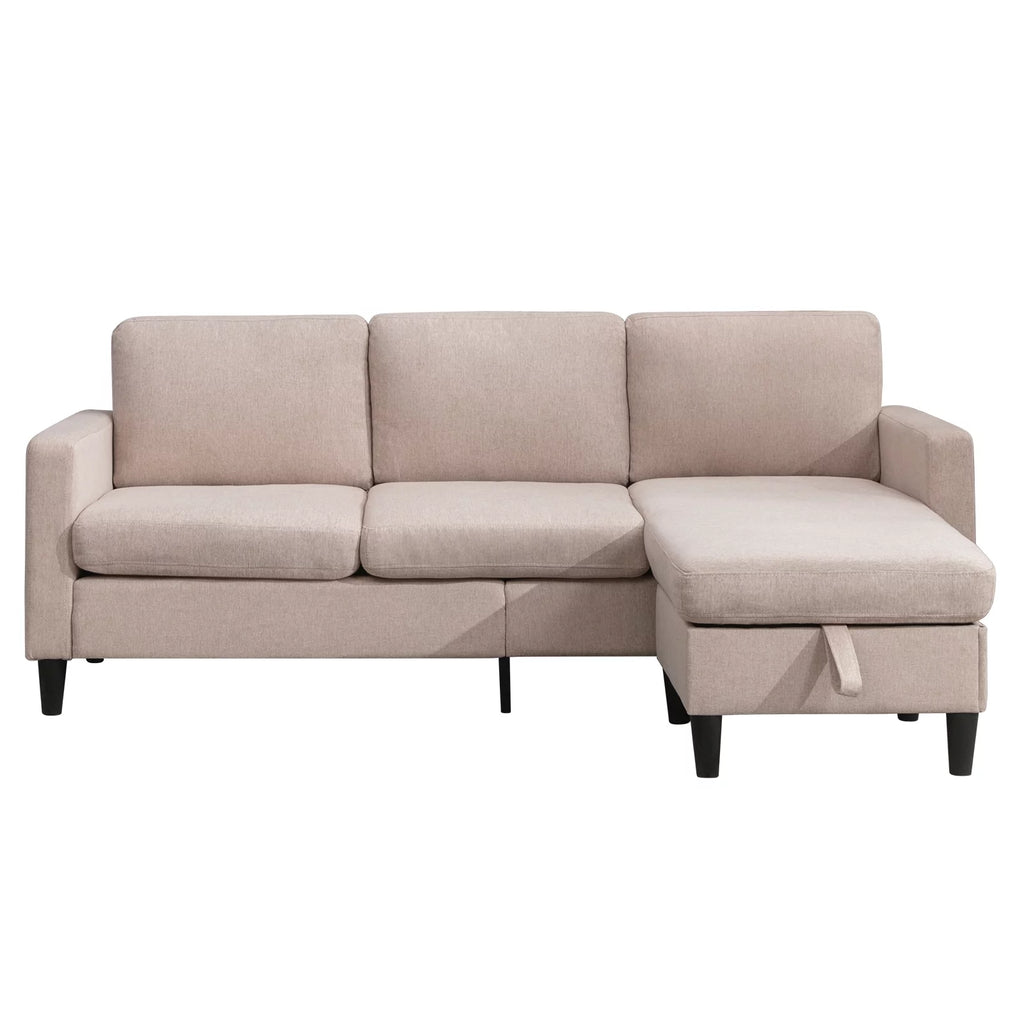 Modern Dark Grey Sectional Sofa with Storage Ottoman Y697