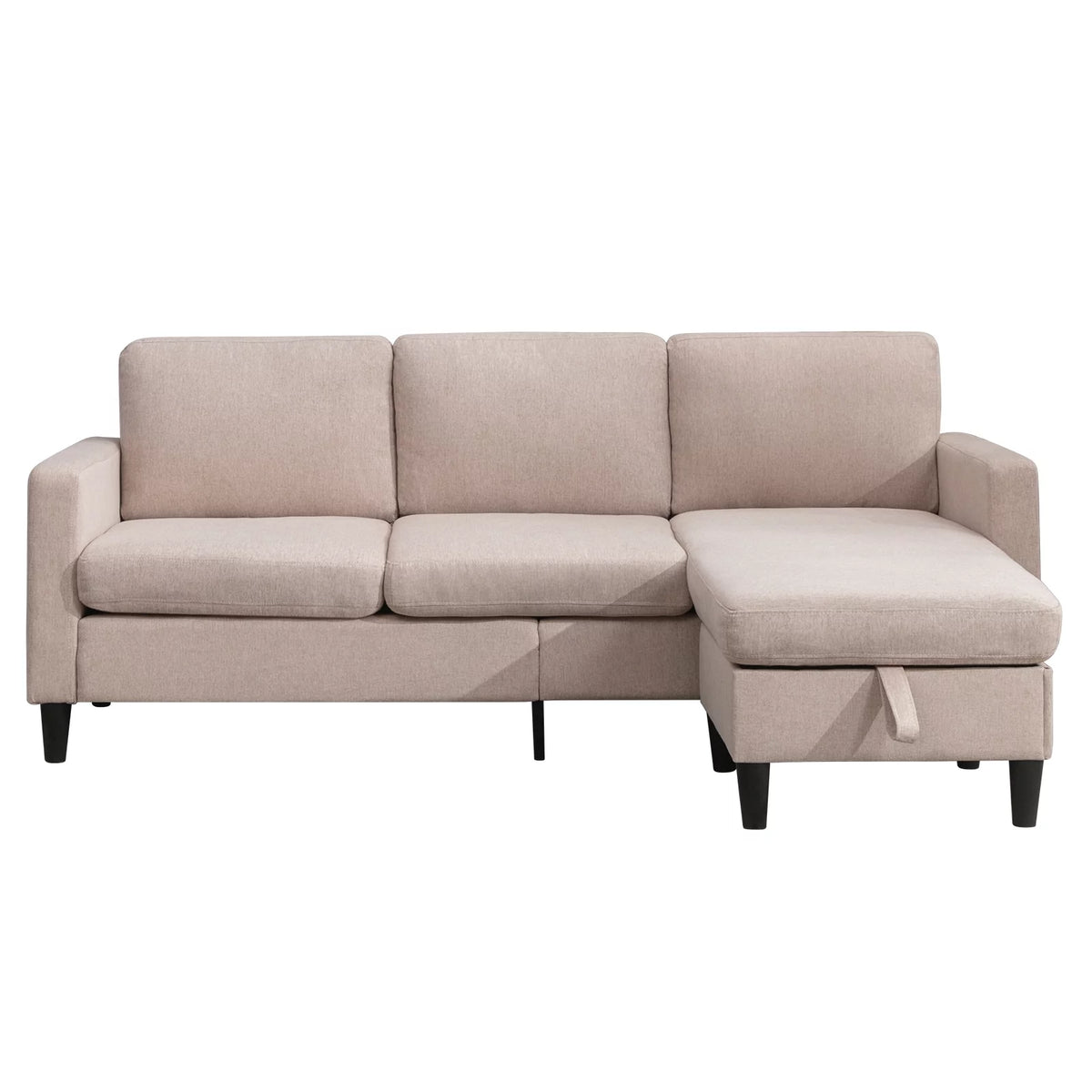 Modern Dark Grey Sectional Sofa with Storage Ottoman Y697