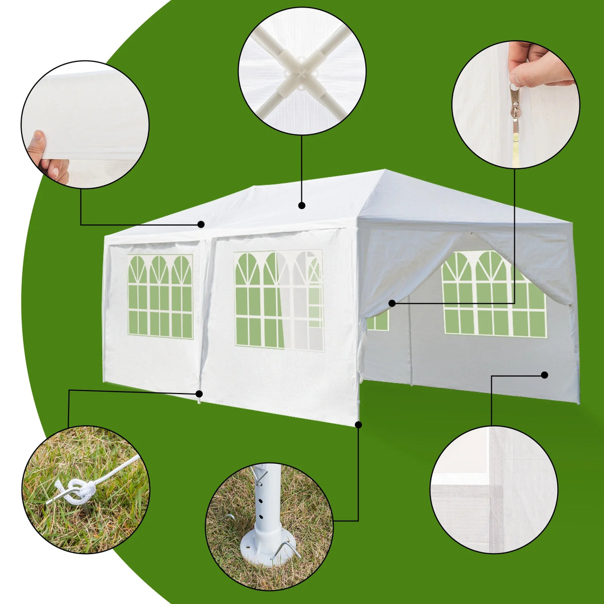 10'x 20' White Party Tent with Sides B5909