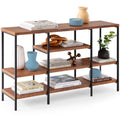 Industrial 4-Tier Console Table with Tall Shelves, Metal Frame B817436
