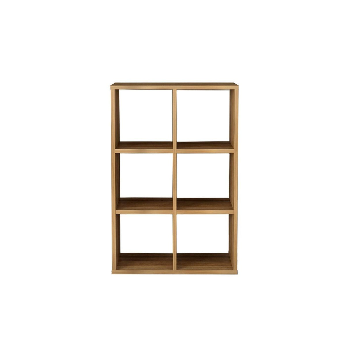 Walnut Cube Shape Bookcase 6 Open Storage L298246