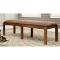 Rustic Wood Brown Faux Leather Dining Bench X59663
