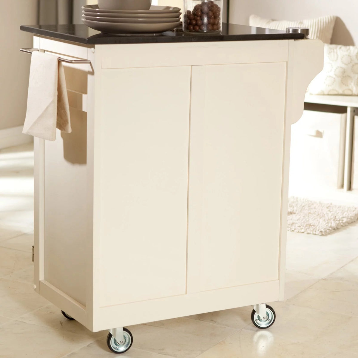Off White Wood Kitchen Cart I978123
