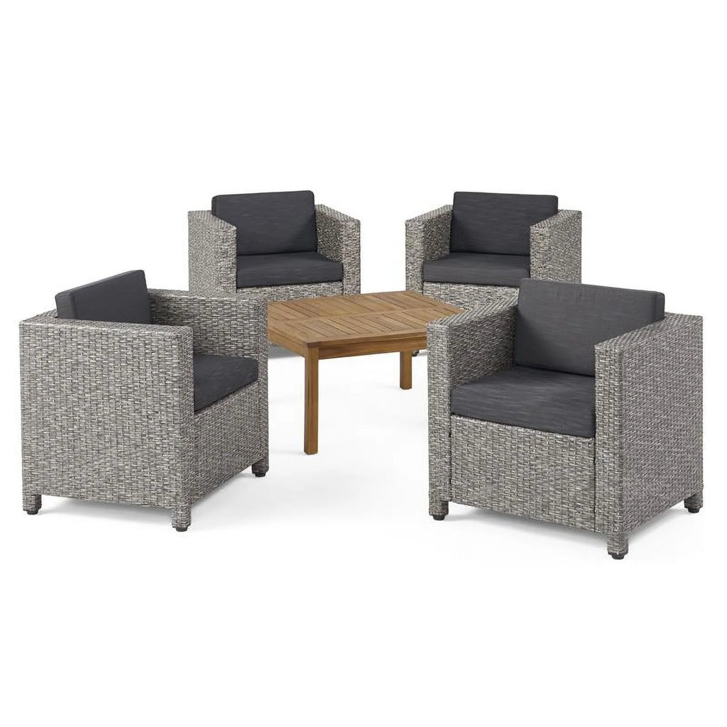 4 Pc Gray Club Chair Set with Wood Coffee Table S970647