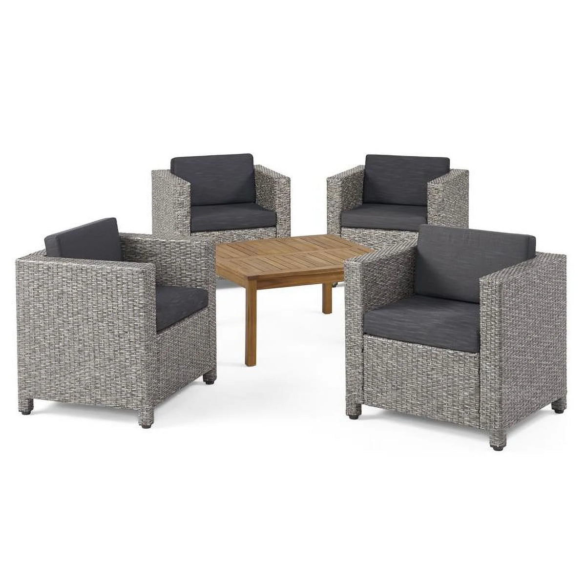 4 Pc Gray Club Chair Set with Wood Coffee Table S970647