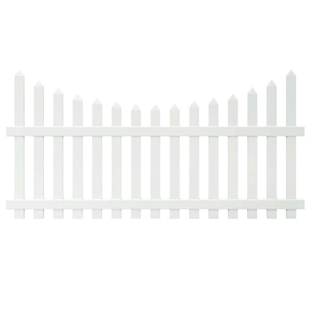 White Scalloped Spade Picket Fence Panel Q975388