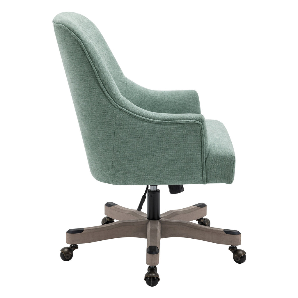 Mint Fabric Office Chair with Wood Base S212