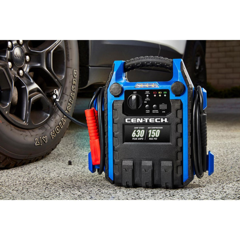 Portable Car Battery Jump Starter and Power Pack with 150 PSI Air Compressor O694