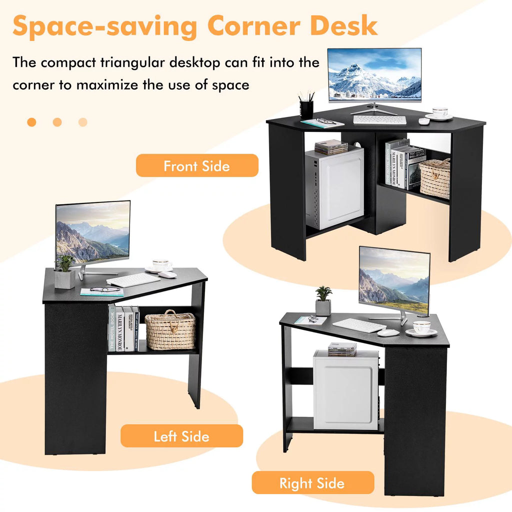 Black Corner Computer Desk L475
