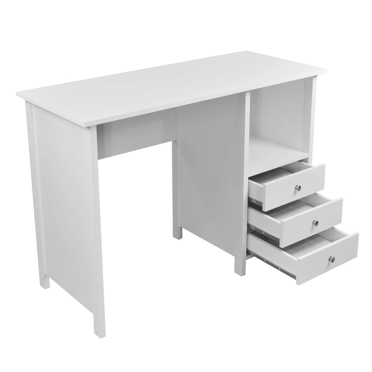 Contemporary Desk with 3 Storage Drawers, White Q3500
