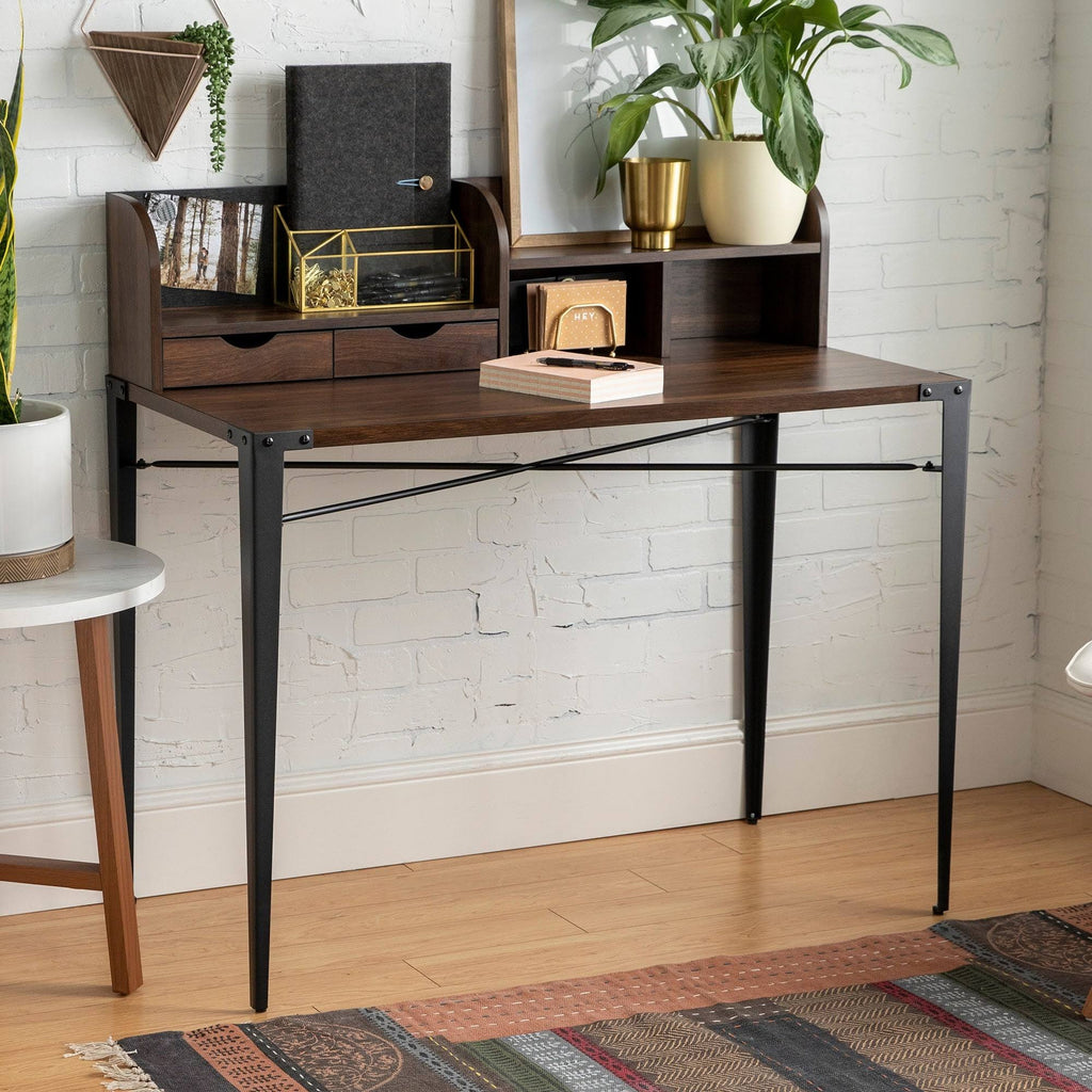 Reclaimed Barnwood Writing Desk with Small Hutch W718490