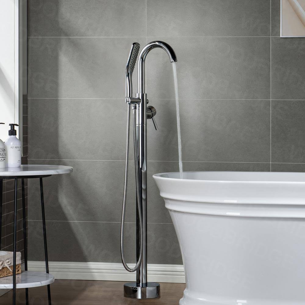 Chrome Freestanding Tub Faucet with Hand Shower S404