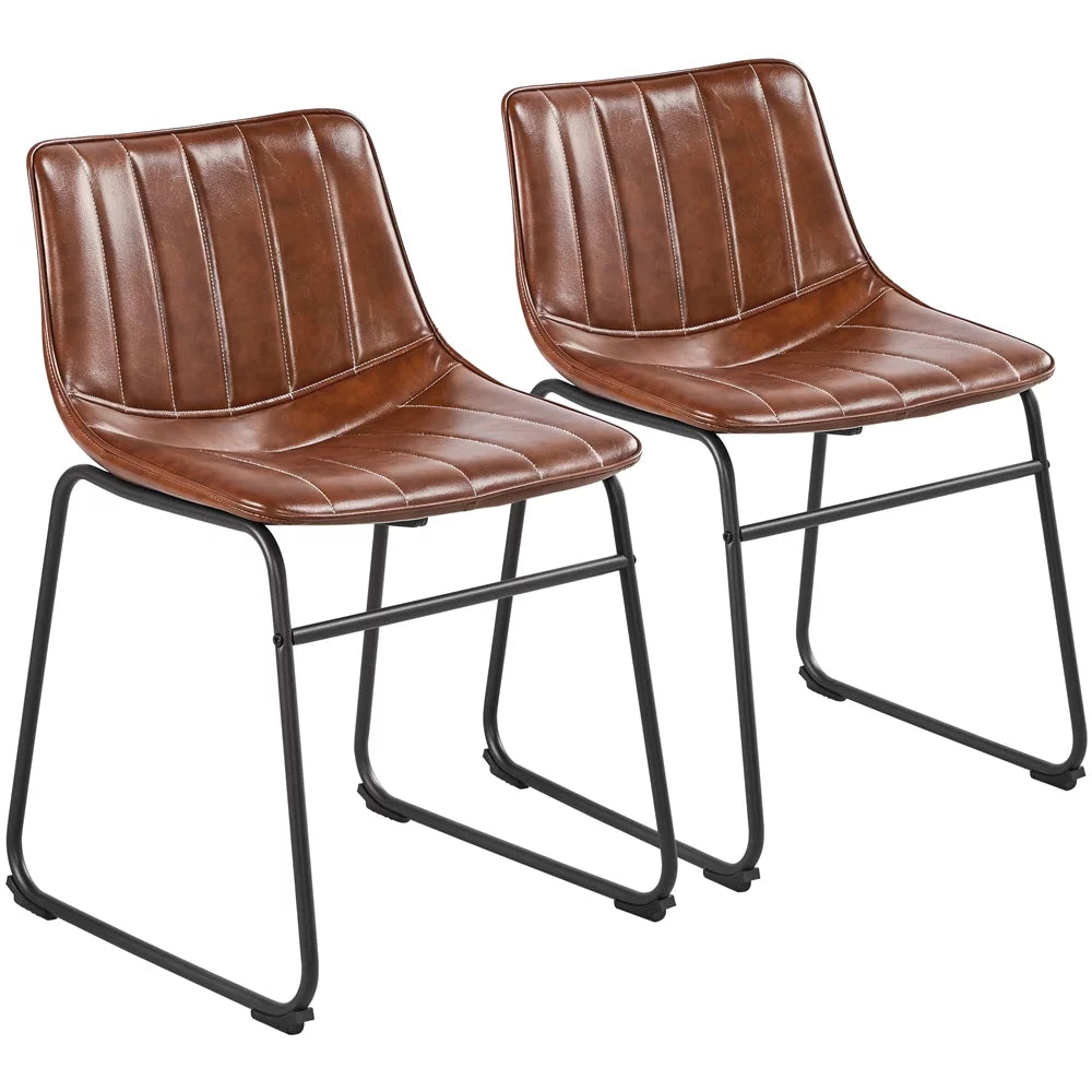 Brown Faux Leather Dining Chairs C8502