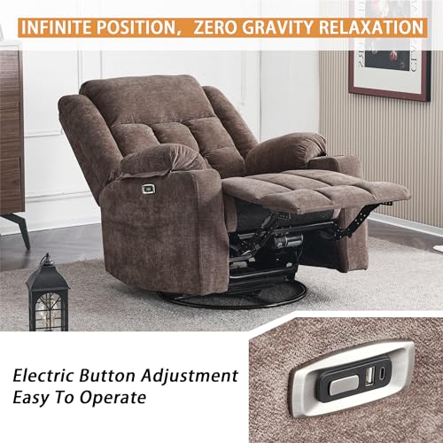 Dark Grey Power Swivel Rocker Recliner Chair with Massage and Heat X203