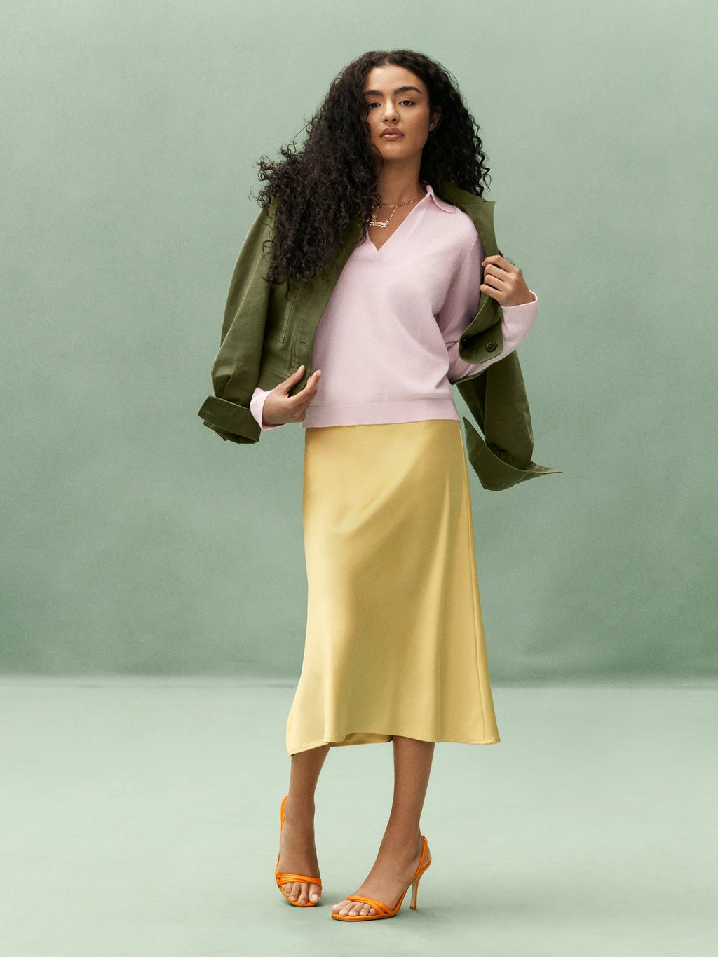 Women's Bias Slip Midi Skirt E56320
