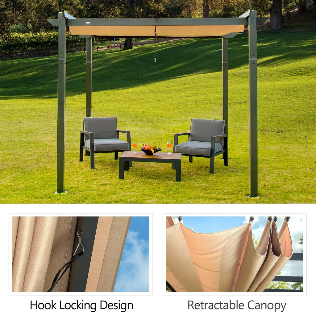 Retractable Pergola with Weather-Resistant Aluminum Canopy W7149