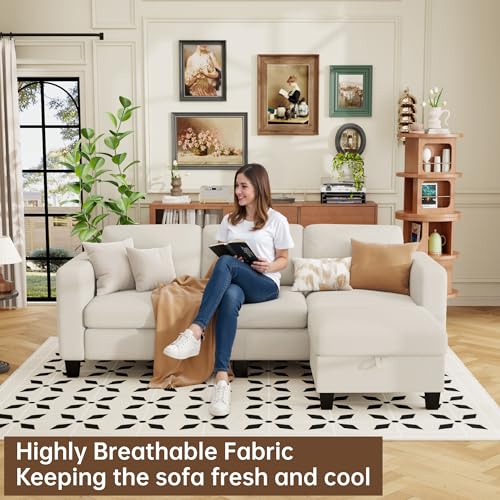 78'' 3 Seater L-Shaped Sectional Sofa with Storage Ottoman V209