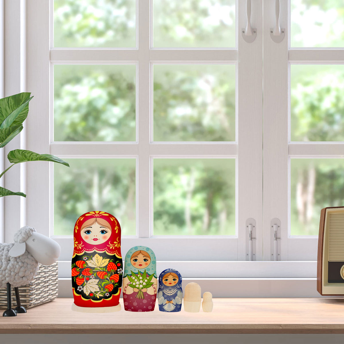 Unpainted Wooden Nesting Dolls Set U740634