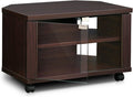 3-Tier TV Stand with Glass Doors and Casters, Espresso Y353