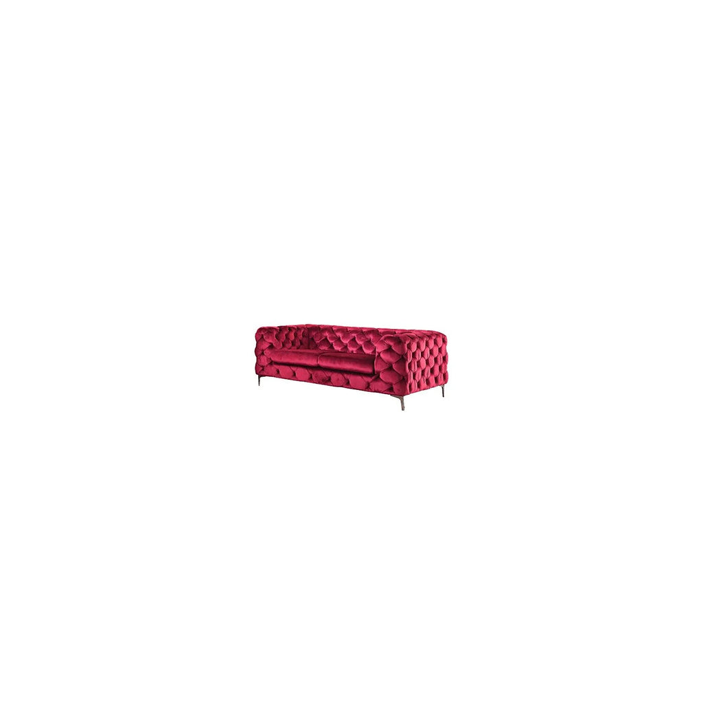 Red Velvet Tufted Loveseat J936
