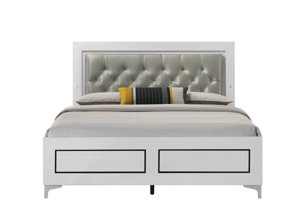 Queen Size Bed with LED Gray A51532