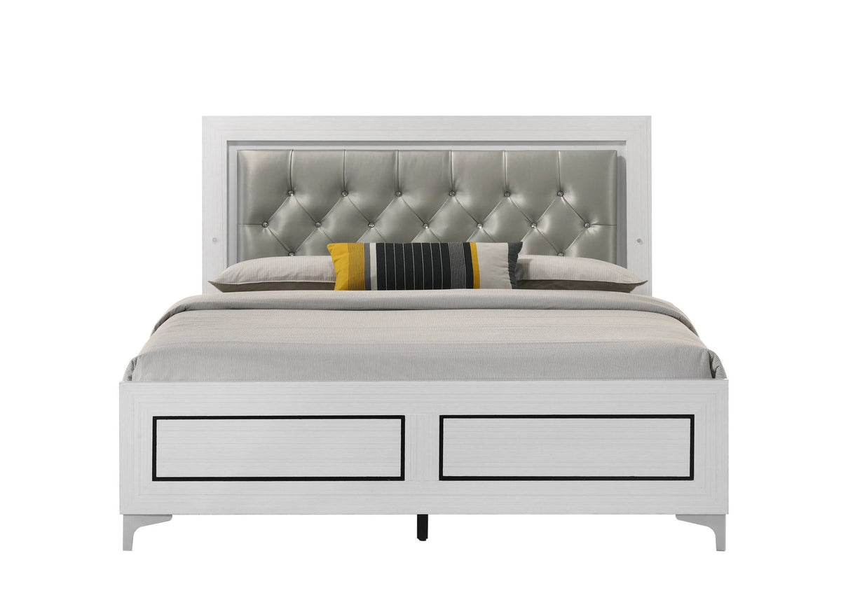 Queen Size Bed with LED Gray A51532