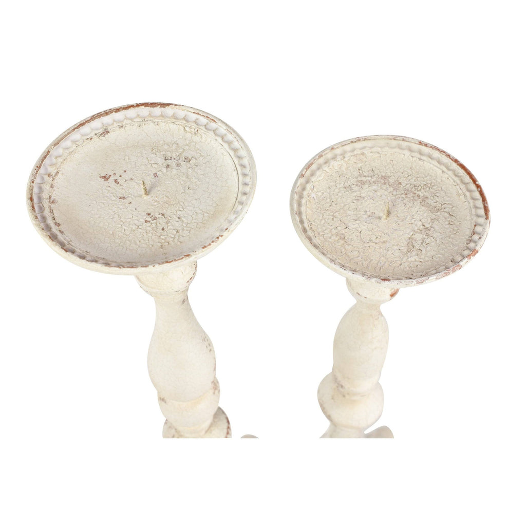 Vintage White Metal Candle Holders, Set of 2 S3242