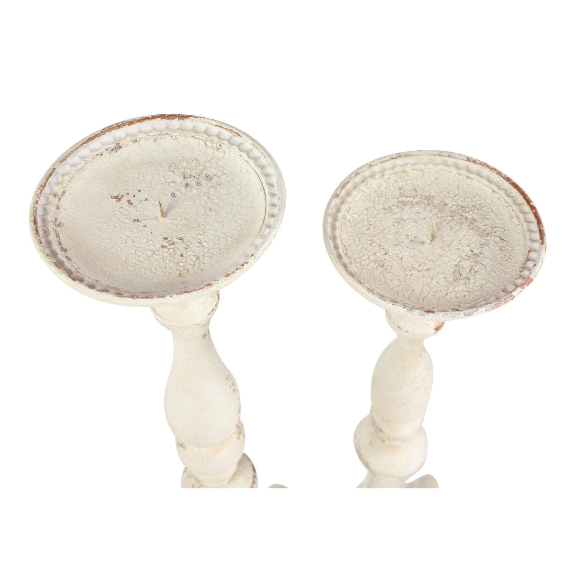 Vintage White Metal Candle Holders, Set of 2 S3242