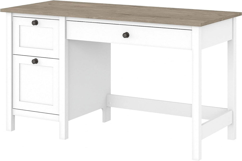 Computer Desk with Drawers and Storage, 54W, Gray/White N797