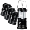 4 Pack Portable LED Camping Lantern with 12 AA Batteries, Black, Collapsible Y237656