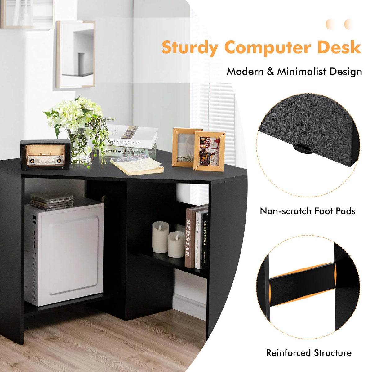 Black Corner Computer Desk L475