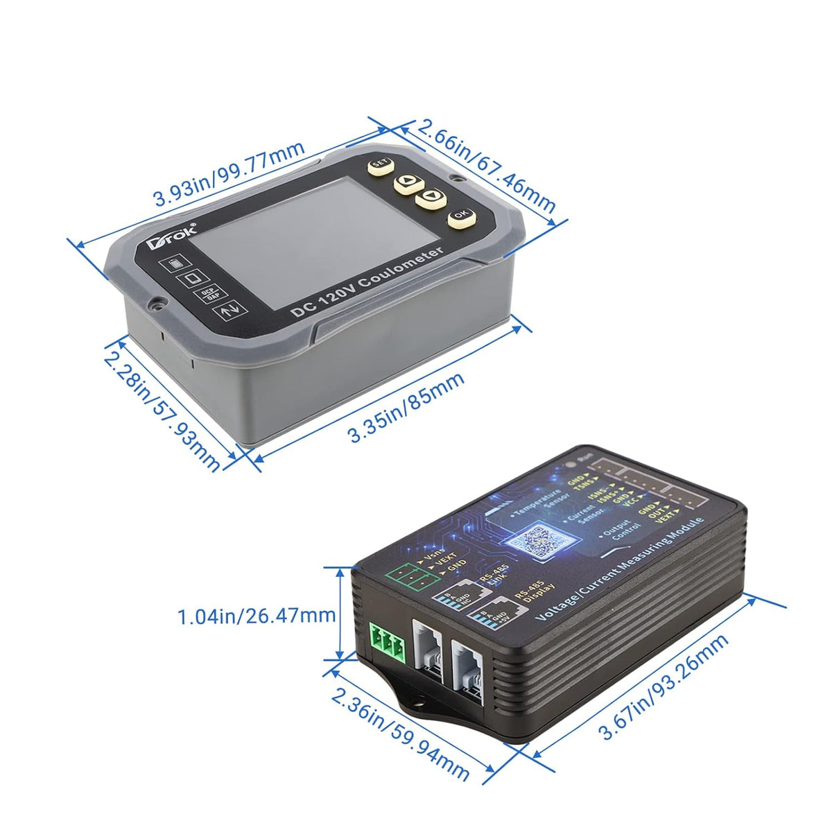 0-120V 100A DC Voltmeter Coulometer Battery Monitor, Pack of 2 H78373